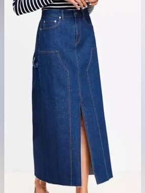 Loft Utility Denim Maxi Skirt 12 Petite